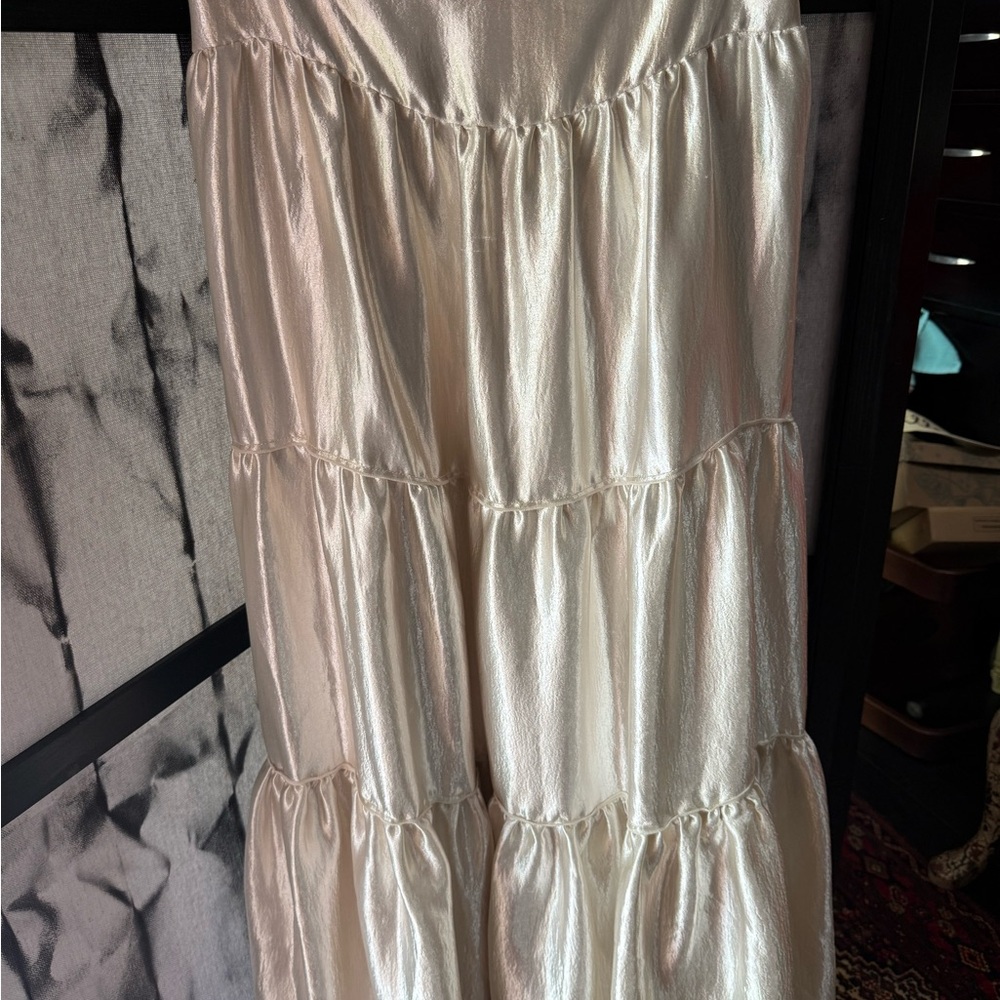 Free People Elegant Cream Tiered Skirt Free People